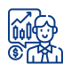 Blue Line Icon Of A Person With A Dollar Coin Symbol Representing Trades Insurance Expertise